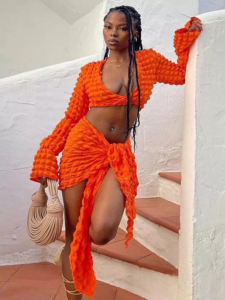 MILAN SKIRT SET - ORANGE